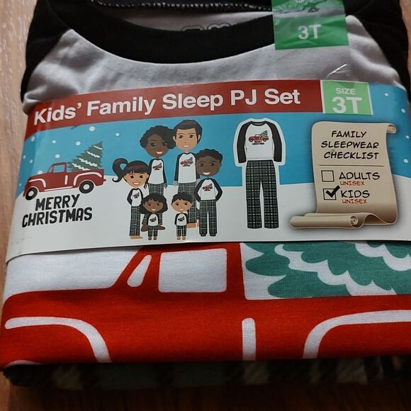 Kids Merry Christmas Red Truck plaid flannel PJ set Pajamas unisex Sz 3T NWT - Picture 4 of 4